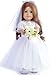 Sweet dolly 18 Inches American Doll Clothes First Communion Gorgeous White Wedding Dress Veil Bouquet Sets Fit 18 Inches Dolls - Image 4