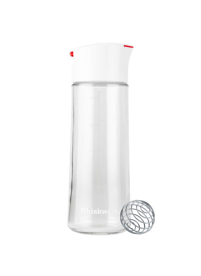 Whiskware Whiskware Glass BlenderBall Whisk Leak Proof Salad Dressing Shaker Bottle with Auto Closing Lid for No Spills 25 Cups White 