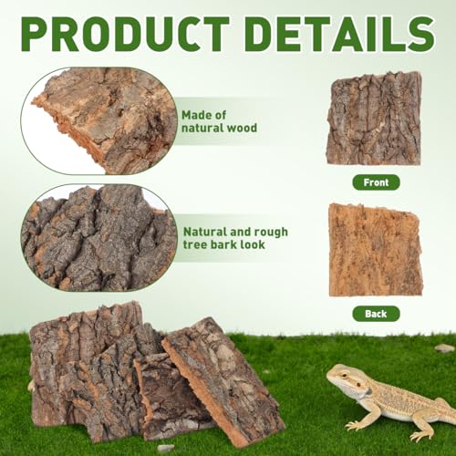 Garneck 4Pcs Cork Bark for Reptile Terrarium: Natural Wood Cork Hideouts for Bearded Dragon Tank Accessories Small Climbing Reptile Hide Barks for Tortoise Snake Lizard Enclosure - Image 5