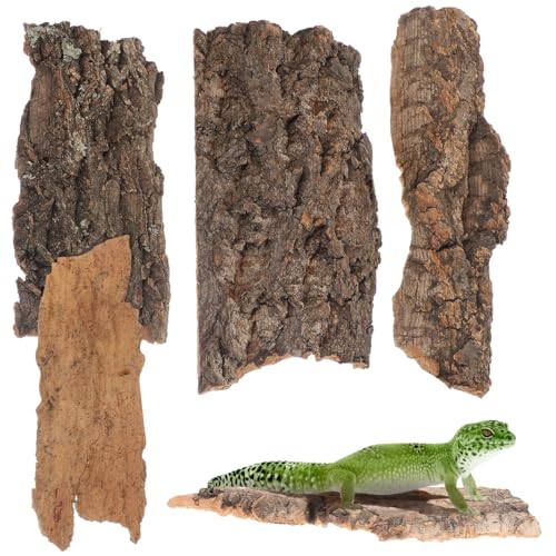 Garneck 4Pcs Cork Bark for Reptile Terrarium: Natural Wood Cork Hideouts for Bearded Dragon Tank Accessories Small Climbing Reptile Hide Barks for Tortoise Snake Lizard Enclosure - Image 1