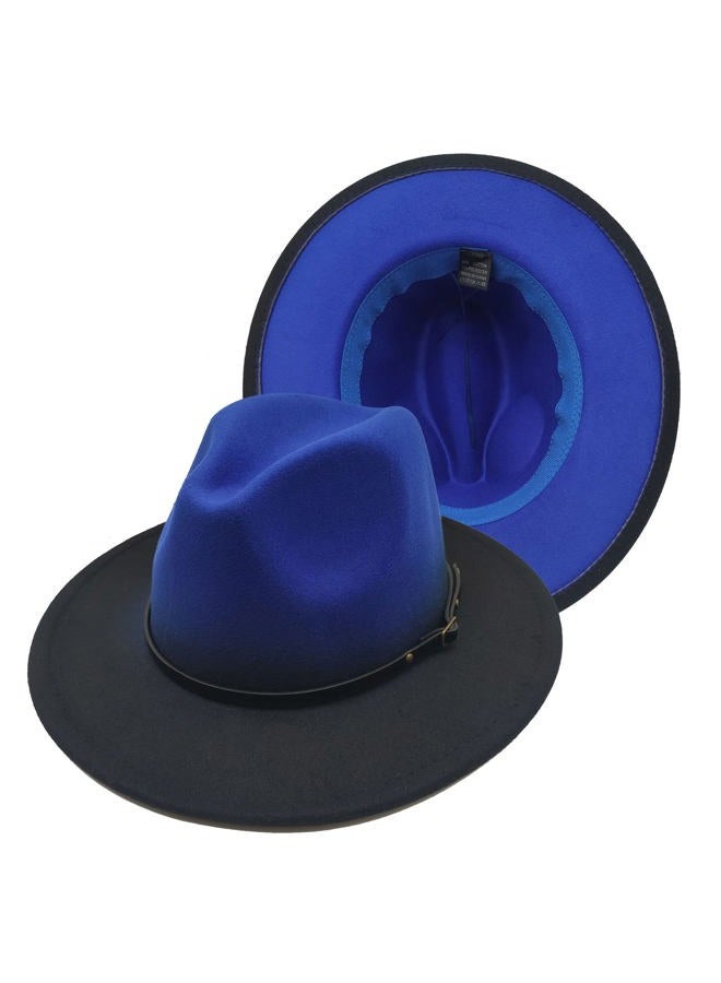 Willheoy Wide Brim Fedora Hats for Women & Men Two Tone Felt Hat Gradient Dress Hat, Blue, 7-7 1/4 - Image 1