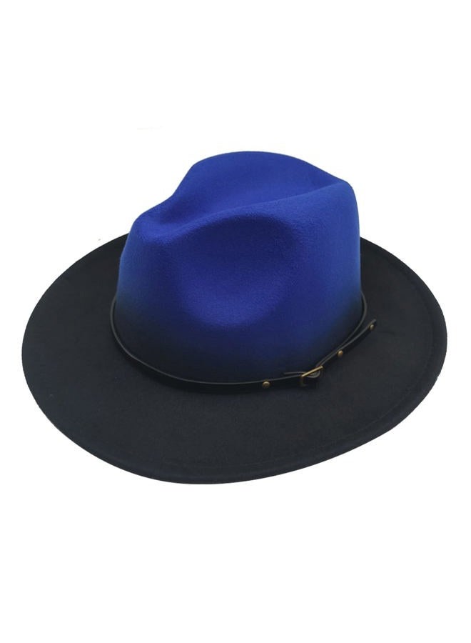 Willheoy Wide Brim Fedora Hats for Women & Men Two Tone Felt Hat Gradient Dress Hat, Blue, 7-7 1/4 - Image 2