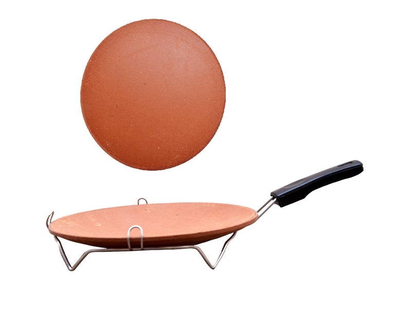 R.V. CRAFTS طاسة ديسي من الطين مع حامل وطاسة إضافية بدون حامل - بني، 20 × 20 × 20 سم - Image 2