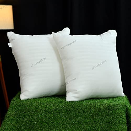 HFI Urban Arts Striped Fabric Luxury Cushion Fillers - Pack of 3 Pcs| 16 x 16 Inches| White | Conjugated Virgin Fiber Filling | Hotel Quality Linen - Image 1