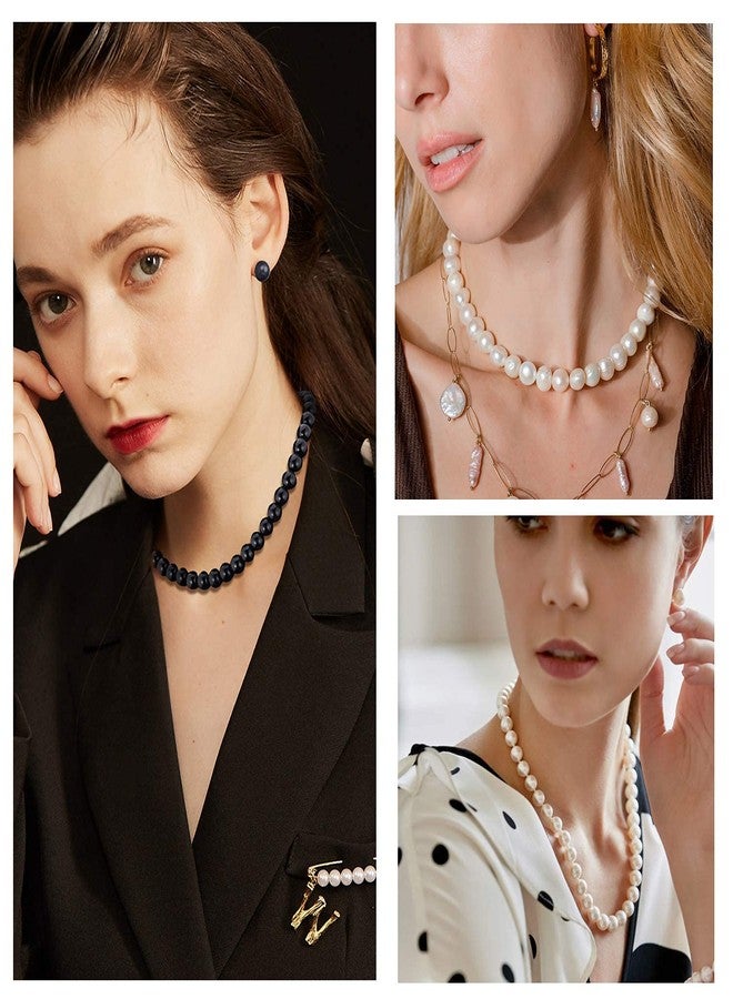 U7 Women Choker Necklace Black Pearl Strand Necklace Bride Jewelry 10mm Big Faux Pearl Necklaces 18" - Image 2