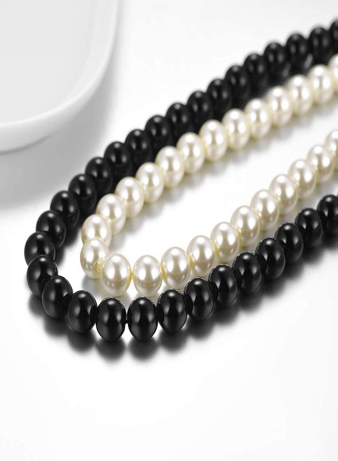 U7 Women Choker Necklace Black Pearl Strand Necklace Bride Jewelry 10mm Big Faux Pearl Necklaces 18" - Image 4