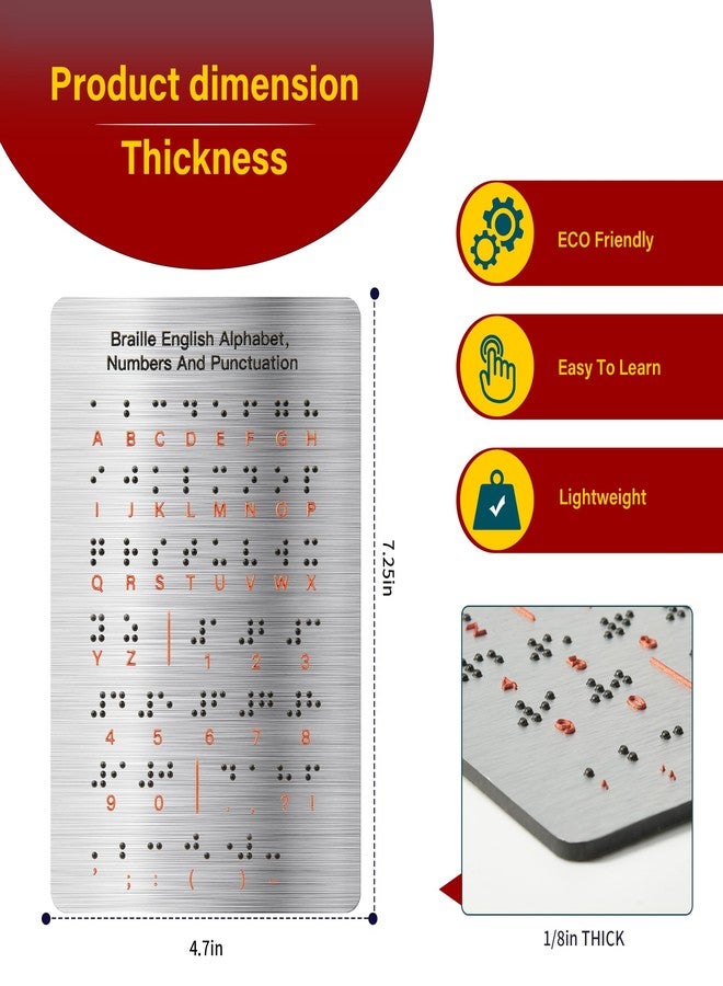 Bottle Pouch Braille Alphabet Board - Low Vision Aids Braille with Raised Dots Letters & Numbers,Learn Braille for Beginners,Teaching Aid Blind - Image 2