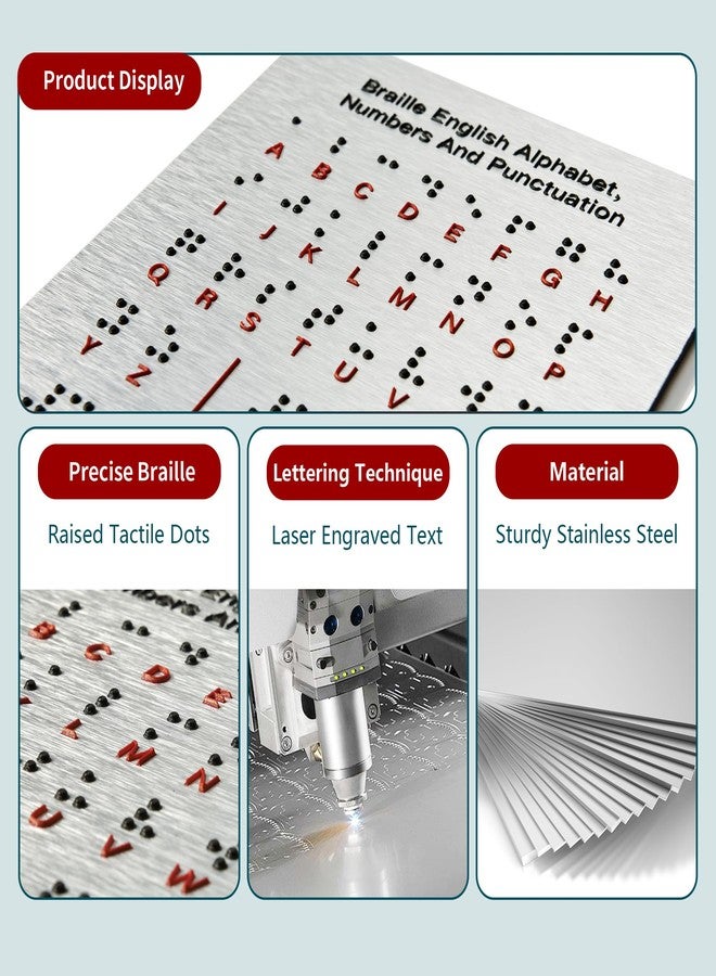 Bottle Pouch Braille Alphabet Board - Low Vision Aids Braille with Raised Dots Letters & Numbers,Learn Braille for Beginners,Teaching Aid Blind - Image 4