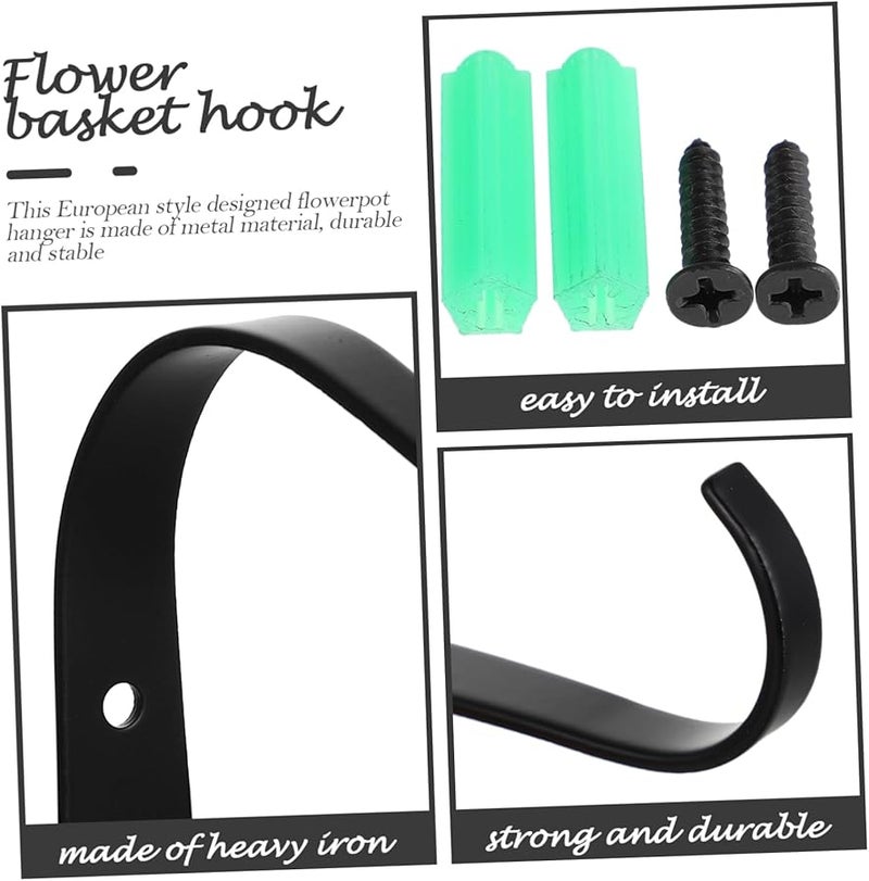 VICASKY 2 Pack Metal Wall Hooks For Hanging Plant Baskets Outdoor Decor Easy Install Rust Resistant - Image 4