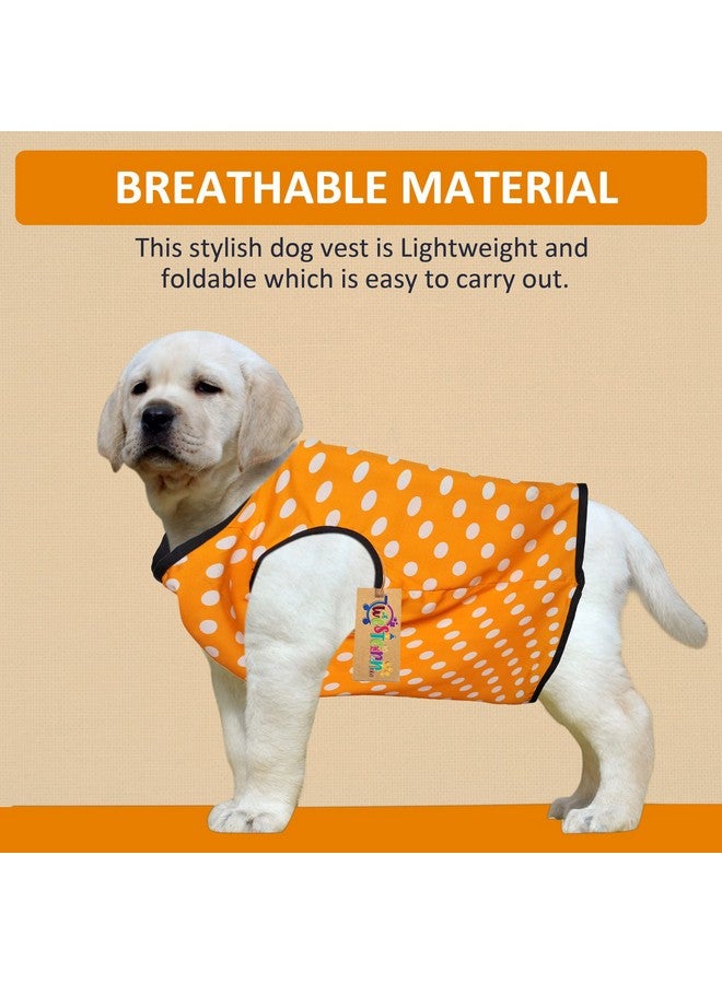 Western Era Funky Soft Cotton Dog T-Shirt | Comfortable & Breathable Dog Clothing | Sleeveless Vest Puppy Outfit |(Polka Orange) (Large) (22Inches) - Image 2