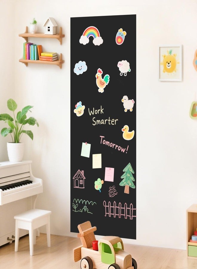 OMKSIH Magnetic Wall Decal 47.2x17.5 Inches Black Magnetic Wall Decal Chalkboard Magnet Wallpaper with Multiple Accessories for Home Playroom and Classroom - Image 1