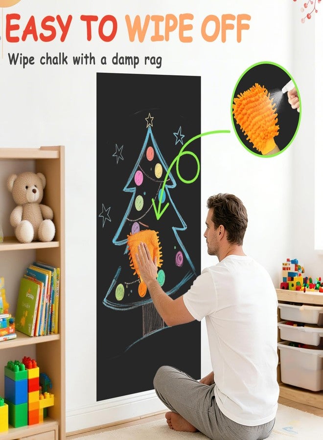 OMKSIH Magnetic Wall Decal 47.2x17.5 Inches Black Magnetic Wall Decal Chalkboard Magnet Wallpaper with Multiple Accessories for Home Playroom and Classroom - Image 4