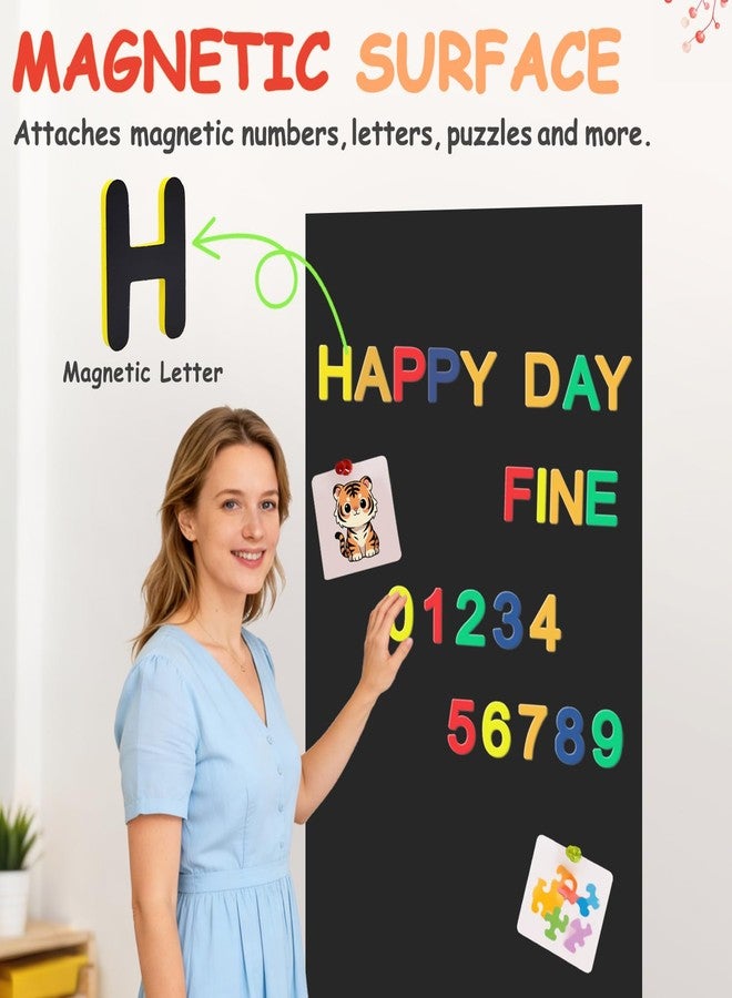 OMKSIH Magnetic Wall Decal 47.2x17.5 Inches Black Magnetic Wall Decal Chalkboard Magnet Wallpaper with Multiple Accessories for Home Playroom and Classroom - Image 3