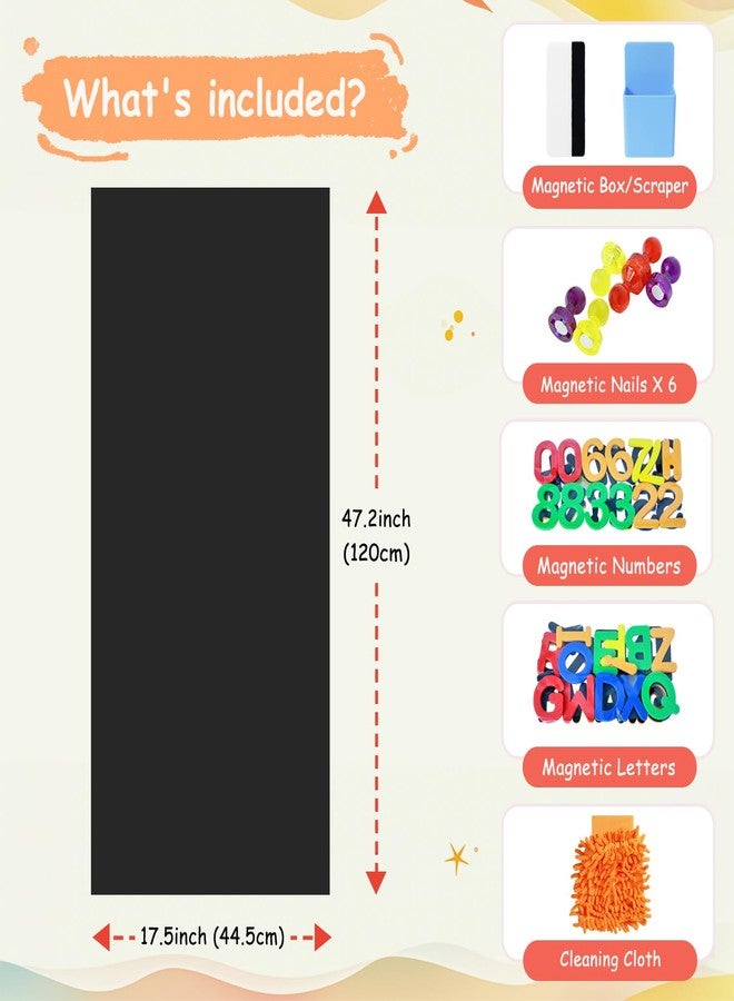 OMKSIH Magnetic Wall Decal 47.2x17.5 Inches Black Magnetic Wall Decal Chalkboard Magnet Wallpaper with Multiple Accessories for Home Playroom and Classroom - Image 2