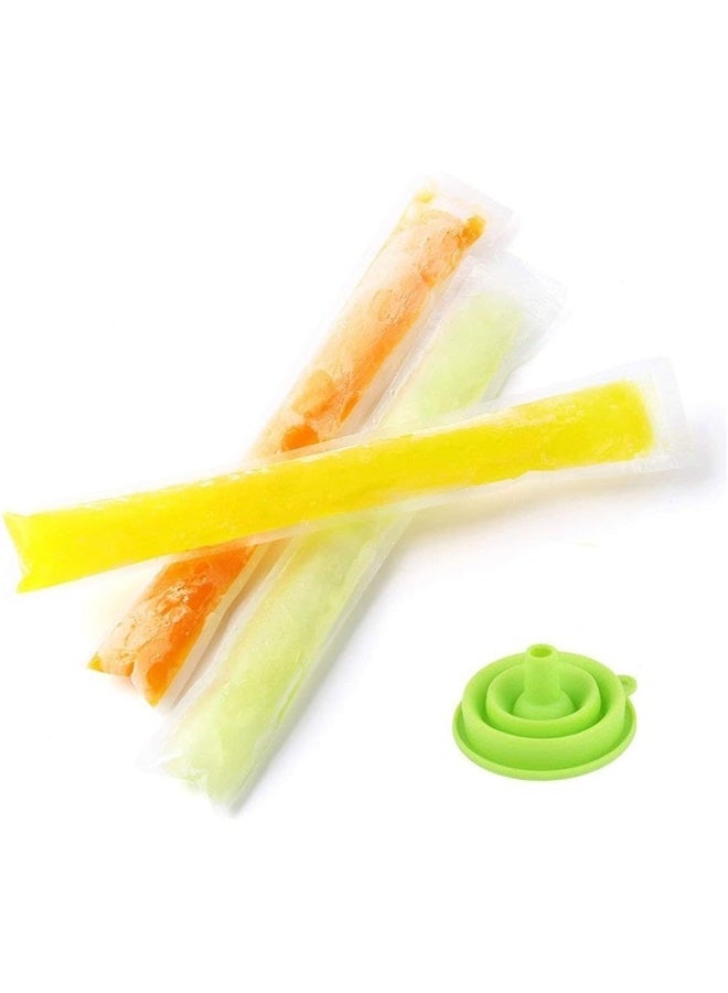100 PCS Mold Bags Popsicle Pouches Popsicle Molds Bags BPA Free Ice Pop Pouch with A Funnel for Yogurt, Ice cream Party Favors  - Image 5