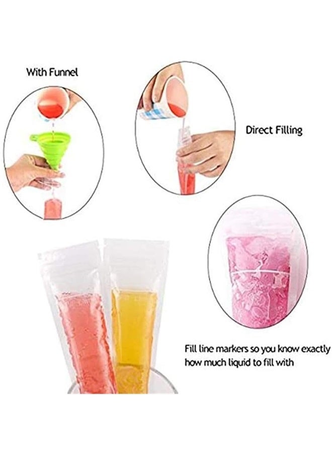 100 PCS Mold Bags Popsicle Pouches Popsicle Molds Bags BPA Free Ice Pop Pouch with A Funnel for Yogurt, Ice cream Party Favors  - Image 3