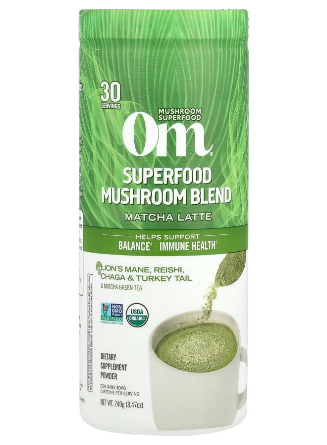 Om Mushrooms Superfood Mushroom Blend Matcha Latte  8.47 oz (240 g)