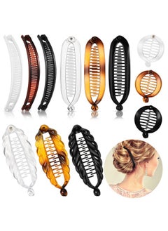 Chuangdi 12 Pieces Fishtail Hair Clips Classic Clincher Combs Large Double Banana Ponytail Holder For Women 4 Styles  - Image 1