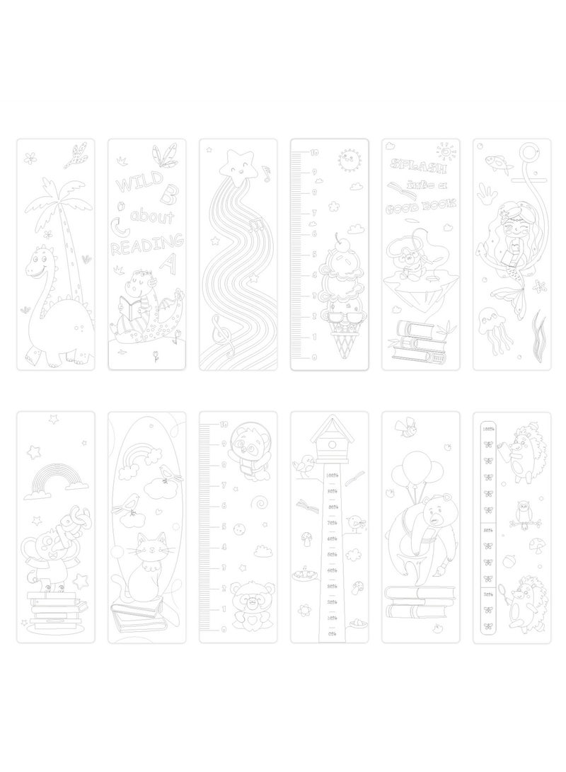 نوفولان مجموعة علامات القراءة للأطفال من NOVOLAN مكونة من 36 قطعة، علامات القراءة للأطفال، بطاقة علامات ورقية ملونة للطلاب، تشجع القراءة والإبداع، شرائط ساتان، قابلة للتلوين والتخصيص، 15 × 5 سم - Image 5