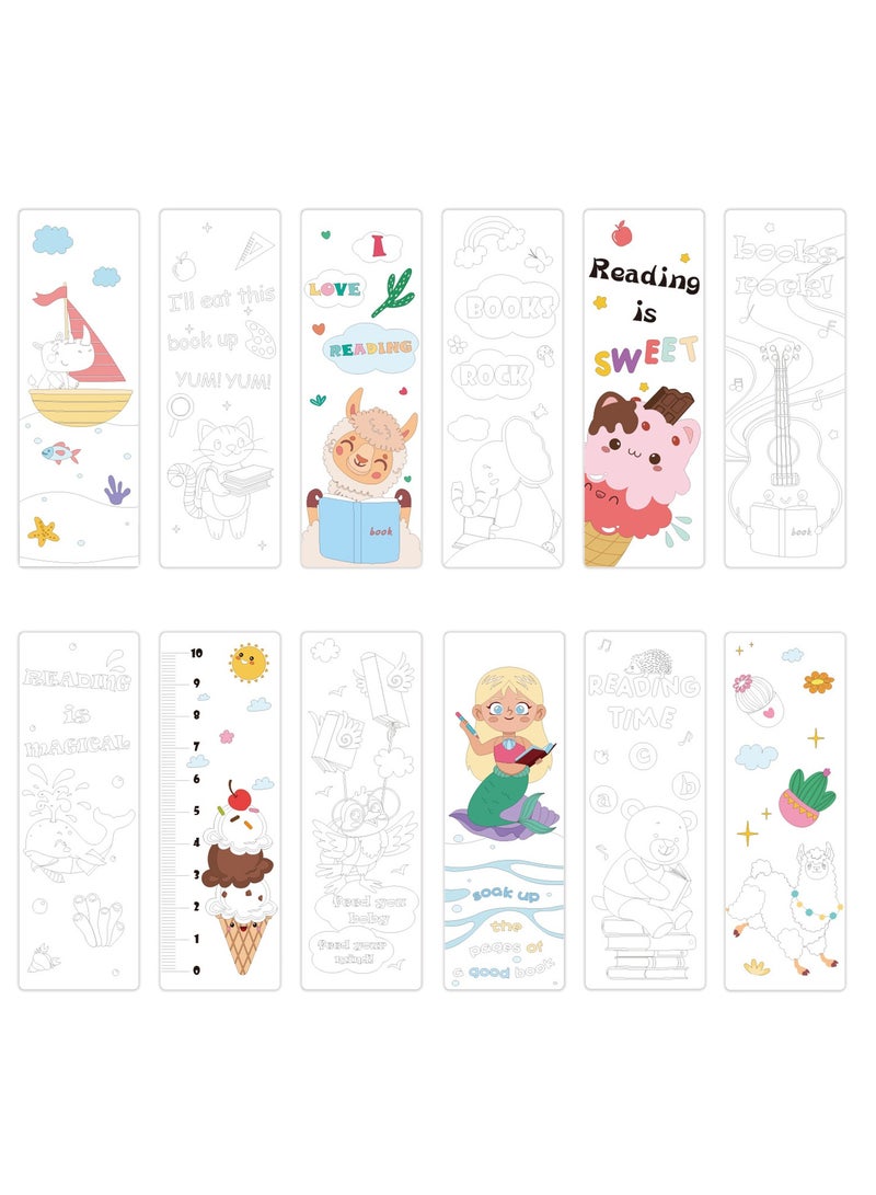 نوفولان مجموعة علامات القراءة للأطفال من NOVOLAN مكونة من 36 قطعة، علامات القراءة للأطفال، بطاقة علامات ورقية ملونة للطلاب، تشجع القراءة والإبداع، شرائط ساتان، قابلة للتلوين والتخصيص، 15 × 5 سم - Image 2