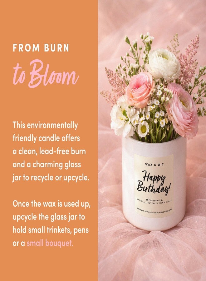 Wax & Wit Happy Birthday Candle for Women – Birthday Cake Scented 3-Wick, Vanilla Buttercream, Large 14.5 oz Coconut Soy Wax, 60+ Hour Burn, Unique Gift for Her, Best Friend - Image 5