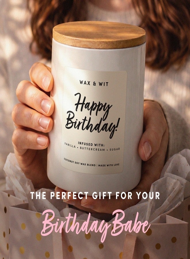 Wax & Wit Happy Birthday Candle for Women – Birthday Cake Scented 3-Wick, Vanilla Buttercream, Large 14.5 oz Coconut Soy Wax, 60+ Hour Burn, Unique Gift for Her, Best Friend - Image 2