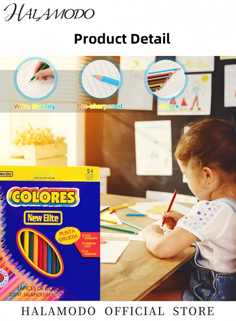 HALAMODO 24PCS Colored Pencils Colored Pencil Sets Vibrant Colored Pencils Multiple Color Pencil Set Drawing Pencils for Sketch & Arts & Coloring Books Art Classroom Supplies - Image 2