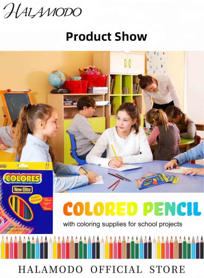 HALAMODO 24PCS Colored Pencils Colored Pencil Sets Vibrant Colored Pencils Multiple Color Pencil Set Drawing Pencils for Sketch & Arts & Coloring Books Art Classroom Supplies - Image 4