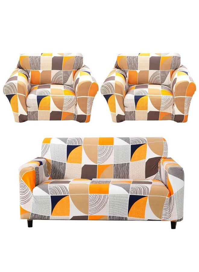 Furshine® Sofa Cover 3 Seater and 2 Seater Fully Covered Universal 5 Seater Sofa Cover Non-Slip Sticky Elastic Stretchable Sofa Set Slipcover Protector for (Square Abstract, Five Seater(3+1+1)) - Image 1