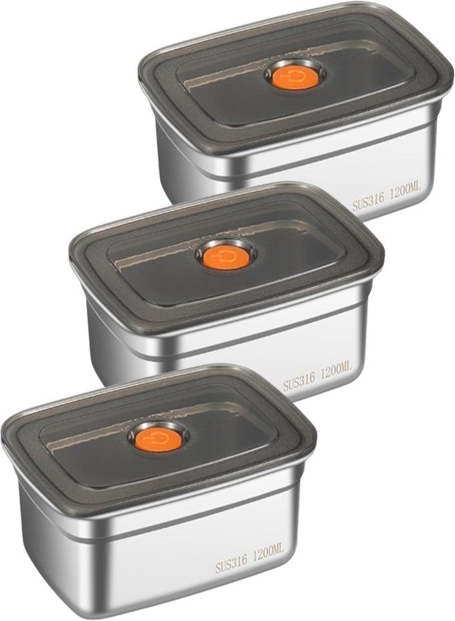 Turbid Food Storage Stainless Steel Snack Containers for Kids, Easy Open Leak Proof Metal Toddler Snack 1200 ML with Airtight Lids, SUS 316 Steel Metal Lunch Box for School, Travel(3, 1200ml) - Image 1