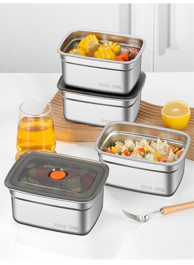 Turbid Food Storage Stainless Steel Snack Containers for Kids, Easy Open Leak Proof Metal Toddler Snack 1200 ML with Airtight Lids, SUS 316 Steel Metal Lunch Box for School, Travel(3, 1200ml) - Image 5