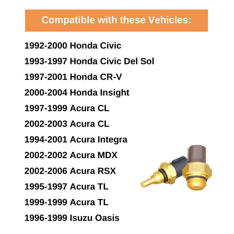VISVIC 2PCS Cooling Fan Switch & Coolant Temperature Sensor 37760-P00-003 + 37870-PJ7-003 Replacement Fit for Honda Acura CR-V Civic Odyssey Accord - Image 3