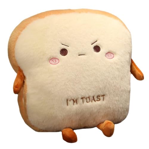 Goylmc Toast Bread Plush Pillow, Bread Stuffed Pillow,Food Plush Pillow with Hand Pocket Great Gift Choice for Kids Adults (15.7 * 13.7 in,Angry) - Image 1