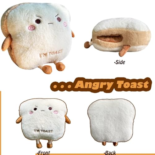 Goylmc Toast Bread Plush Pillow, Bread Stuffed Pillow,Food Plush Pillow with Hand Pocket Great Gift Choice for Kids Adults (15.7 * 13.7 in,Angry) - Image 4