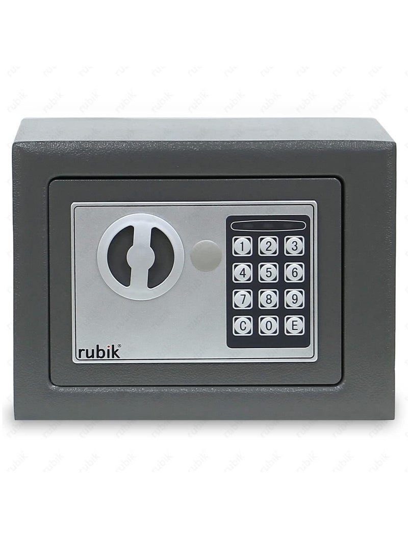 Rubik Mini Electronic Digital Security Safe Deposit Box With Electronic Keypad Lock and Physical Key For Home Office Hotel Jewelry Passport Watches Cash Storage (23x17x17cm) Dark Grey  - Image 5