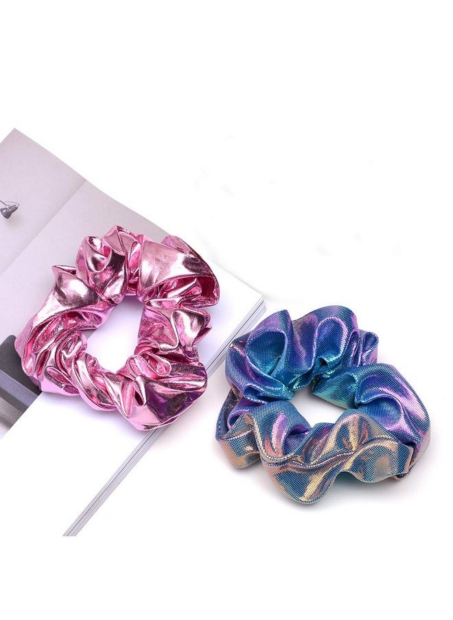 ACCGLORY ACCGLORY Shiny Scrunchies Metallic Hair Bands Elastic Hair Ties Set Glitter Ponytail Holder Soft Scrunchy for Women(Hair Scrunchies Set 2)  - Image 4