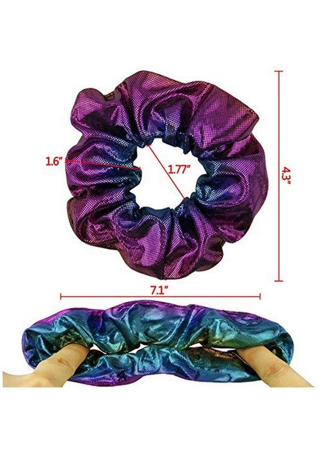 ACCGLORY ACCGLORY Shiny Scrunchies Metallic Hair Bands Elastic Hair Ties Set Glitter Ponytail Holder Soft Scrunchy for Women(Hair Scrunchies Set 2)  - Image 2