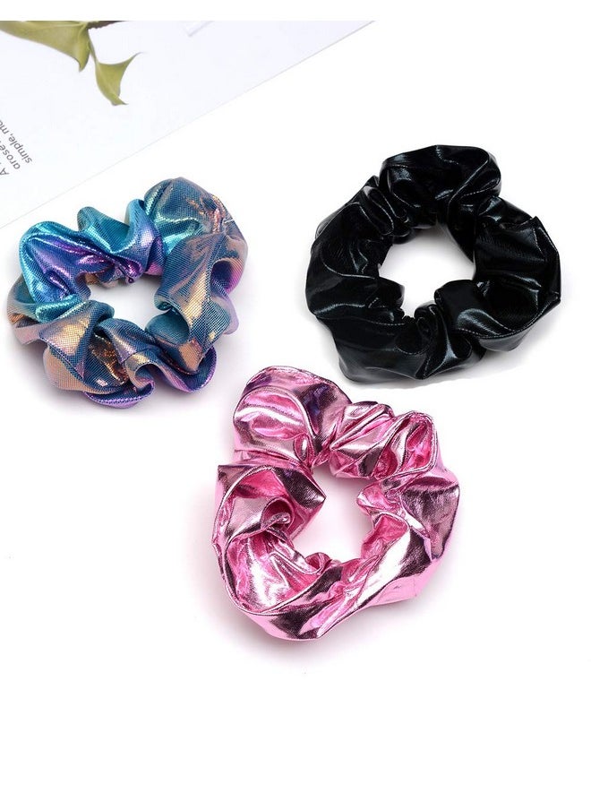 ACCGLORY ACCGLORY Shiny Scrunchies Metallic Hair Bands Elastic Hair Ties Set Glitter Ponytail Holder Soft Scrunchy for Women(Hair Scrunchies Set 2)  - Image 3
