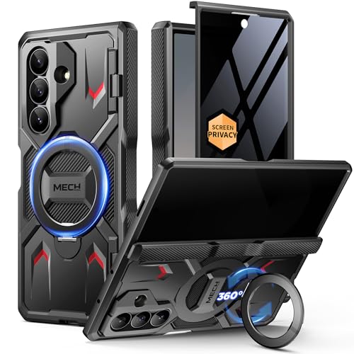 TONGATE 360° Spin Magnetic Stand for Z Fold 7 Case with Privacy Screen Protector, [Compatible with Magsafe] [Anti Spy] [360° Ring Holder]Full-Body Shockproof Case for Samsung Galaxy Z Fold 7, TiBlack - Image 1