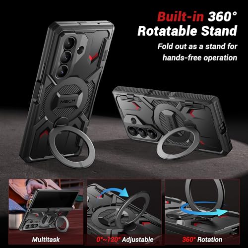 TONGATE 360° Spin Magnetic Stand for Z Fold 7 Case with Privacy Screen Protector, [Compatible with Magsafe] [Anti Spy] [360° Ring Holder]Full-Body Shockproof Case for Samsung Galaxy Z Fold 7, TiBlack - Image 2
