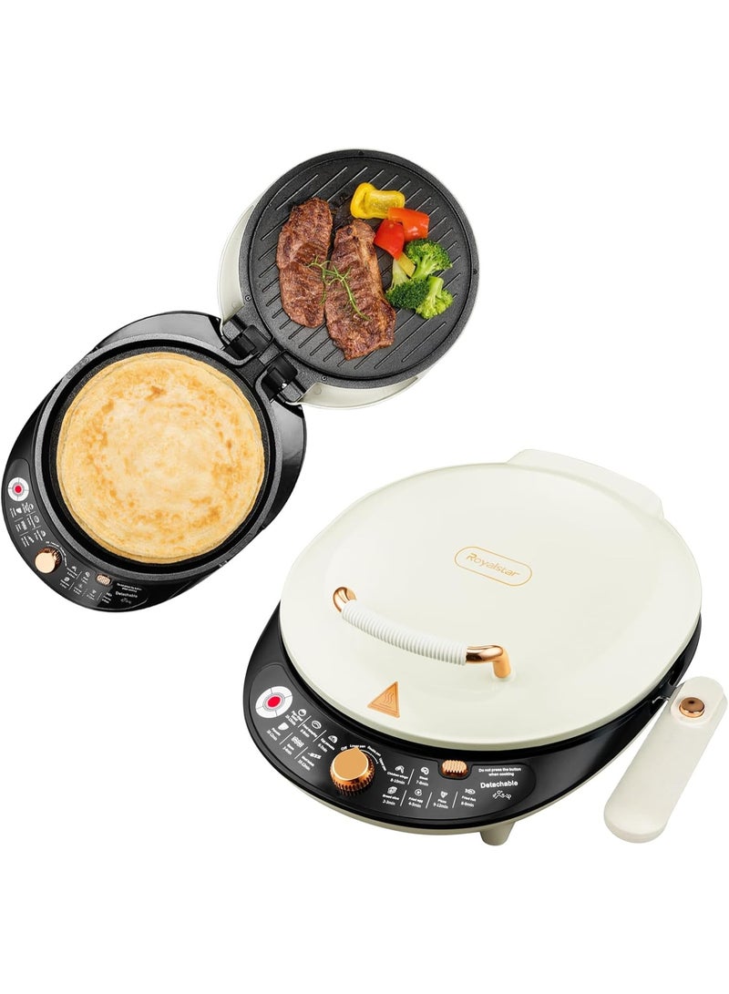 Royalstar 12inch Electric Grill Griddle with Non Stick Coating, 1850w Fast Heating,180° Lay-Flat Design, 3 Cooking Modes, Removable Baking Pan for BBQ, Bakery, Steak, Sandwich,Egg Pancake - Image 1
