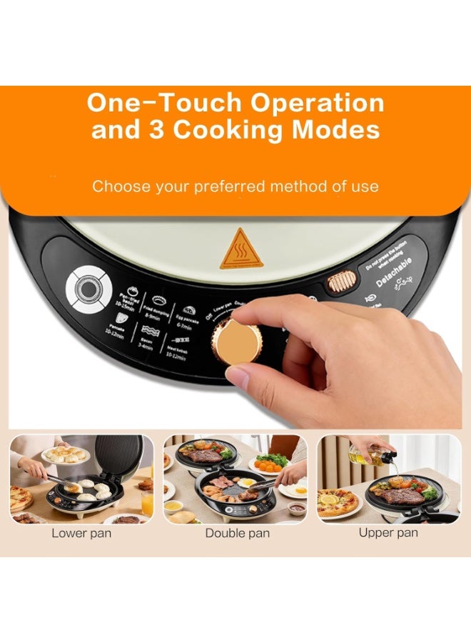 Royalstar 12inch Electric Grill Griddle with Non Stick Coating, 1850w Fast Heating,180° Lay-Flat Design, 3 Cooking Modes, Removable Baking Pan for BBQ, Bakery, Steak, Sandwich,Egg Pancake - Image 2