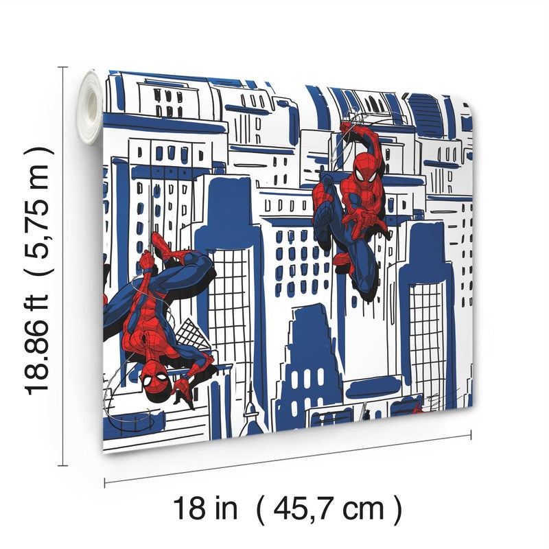 RoomMates Marvel Spider-Man Cityscape Blue Peel and Stick Wallpaper by RoomMates, RMK12459RL - Image 5