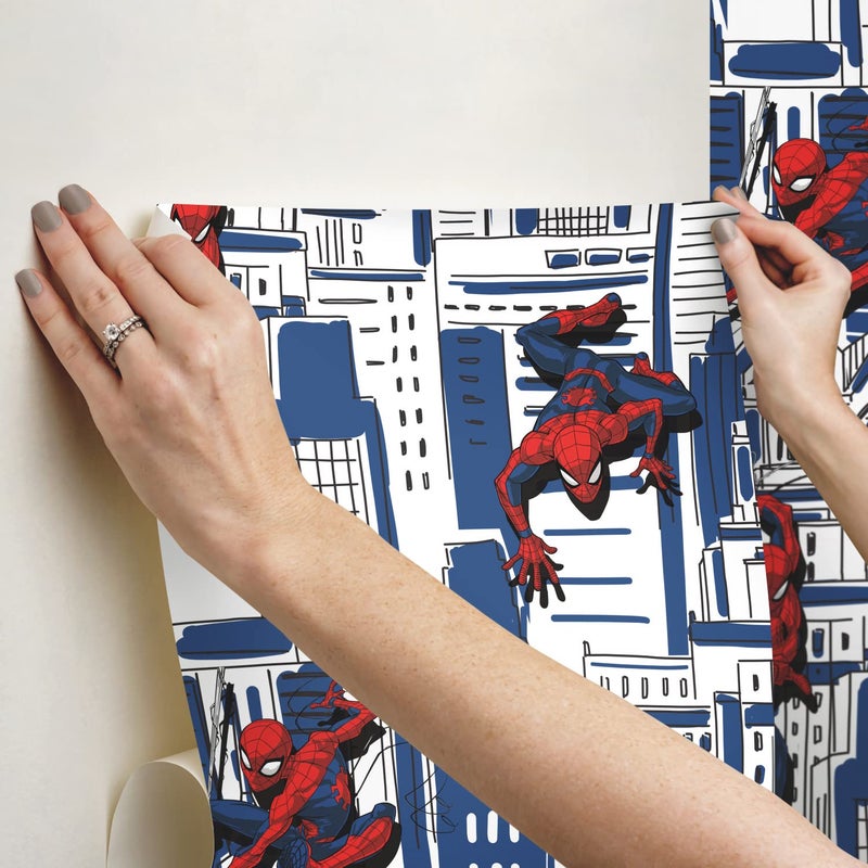 RoomMates Marvel Spider-Man Cityscape Blue Peel and Stick Wallpaper by RoomMates, RMK12459RL - Image 4