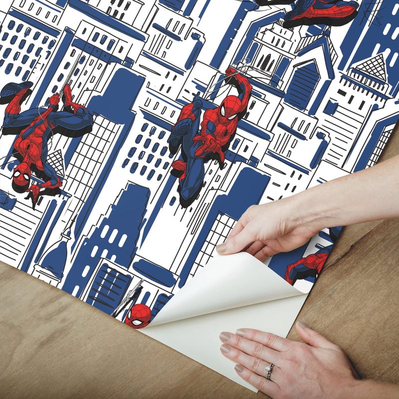 RoomMates Marvel Spider-Man Cityscape Blue Peel and Stick Wallpaper by RoomMates, RMK12459RL - Image 3