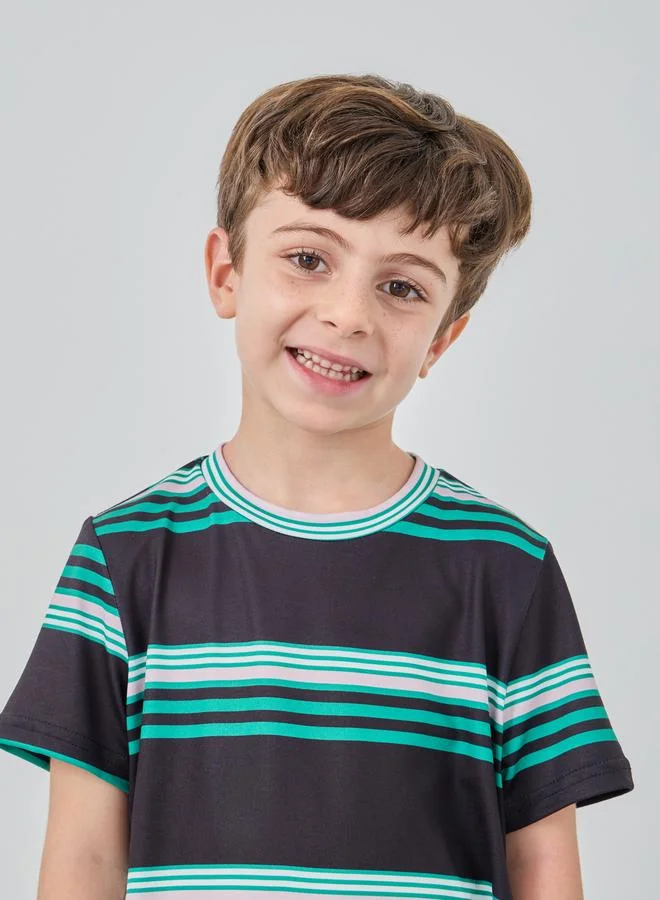 Take Two Take Two Striped T-Shirt and Cargo Shorts Set