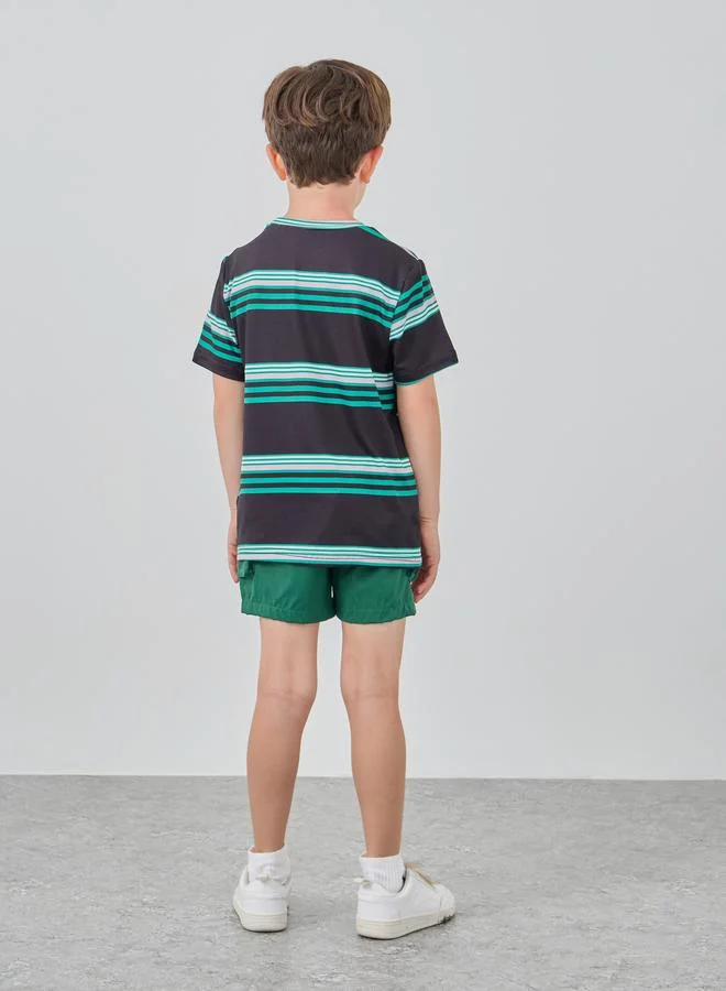 Take Two Take Two Striped T-Shirt and Cargo Shorts Set