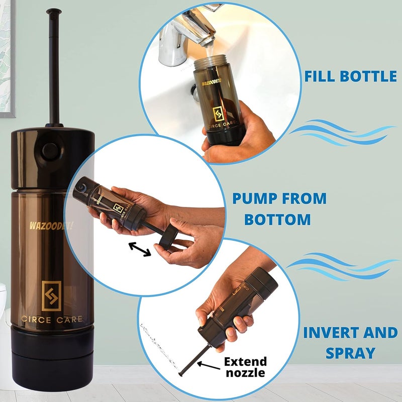 CIRCE CARE Portable Jet Spray for Travel with Pressure Pump No Battery No Squeezing Travel Friendly Handheld Bidet Spray Travel Toilet Essentials for Baby Wash Outdoor Camping Personal Hygiene - Image 4