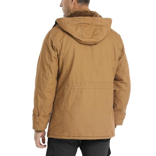 CHEXPEL Outdoor Jacket for Men Windproof Thermal Insulated Jackets with Detachable Hood Warm Winter Jackets Chamarras Khaki 2XL NEW - Image 2