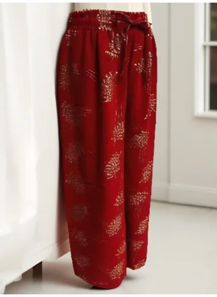 Women's Cotton Linen Summer Palazzo Pants Flowy Wide Leg Free Size - Image 2